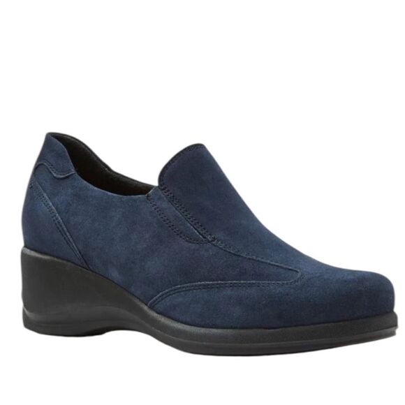 La Canadienne Lisa Wedge Slip-On In Navy - Picture 1 of 7